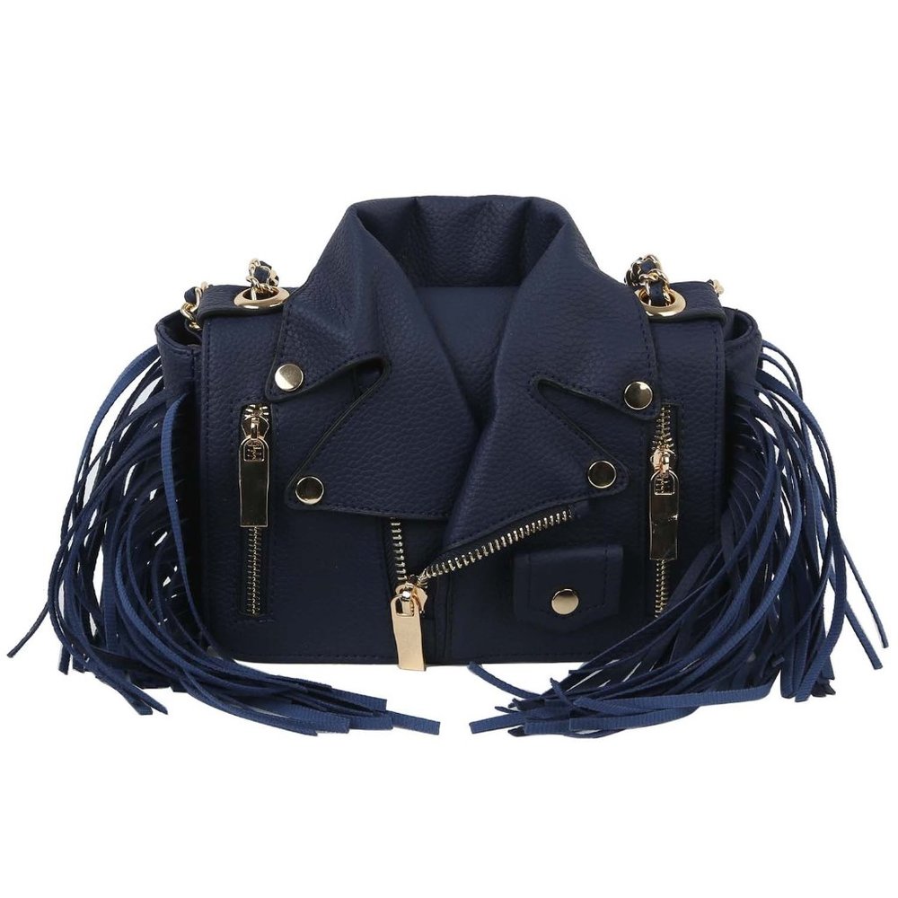 Motorcycle Jacket Fringe Crossbody Handbag